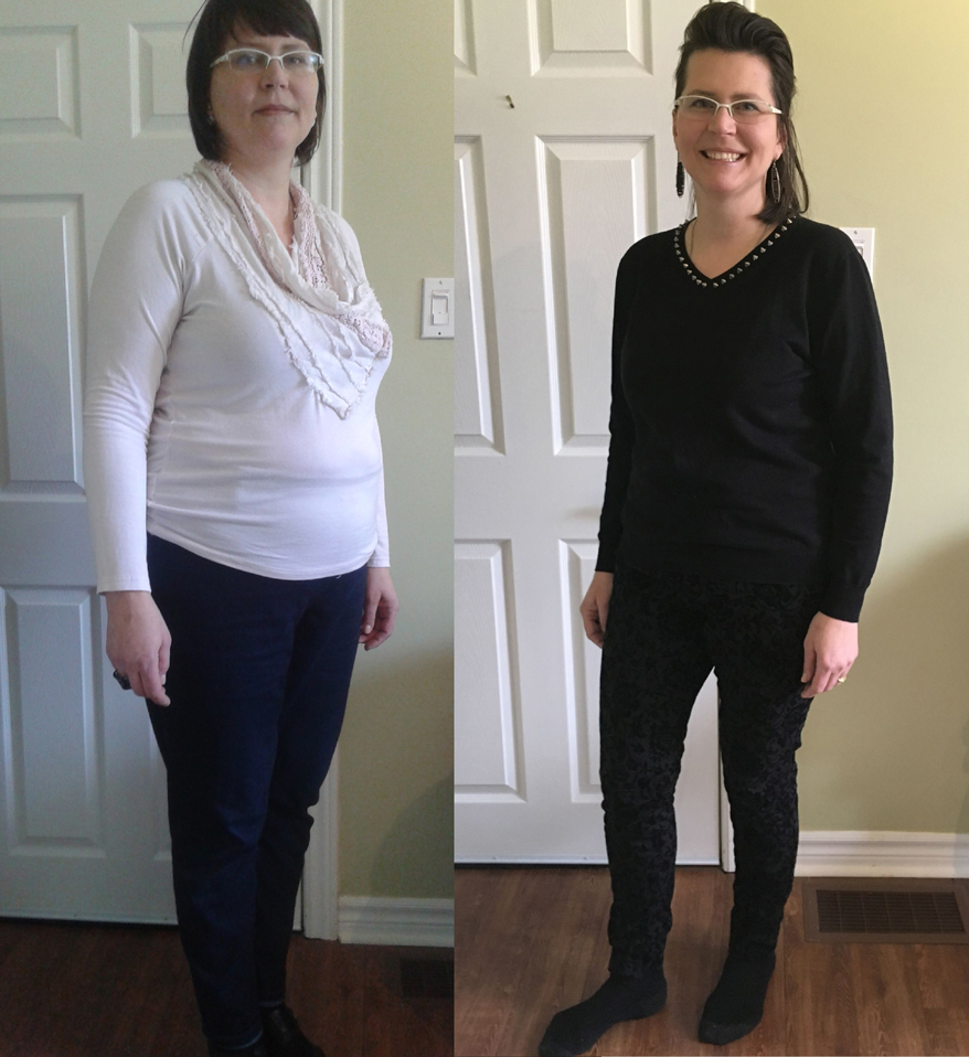 a pic of a before and after weight loss success with the bodytypolgy online weight loss support group