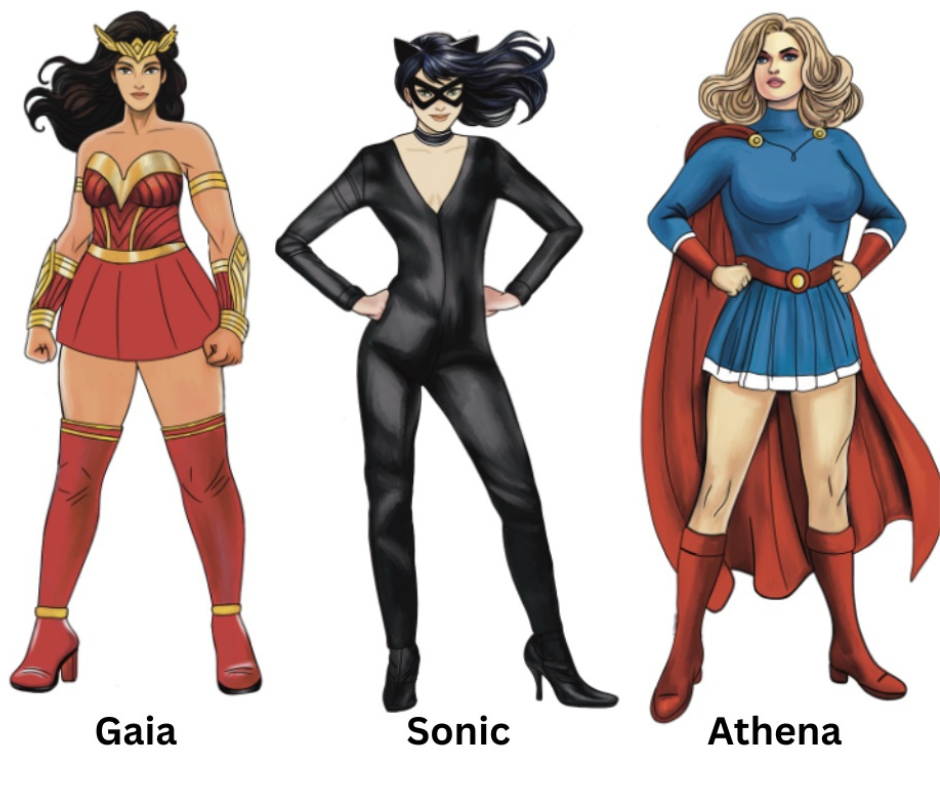 illustration of three female body types including adrenal body type