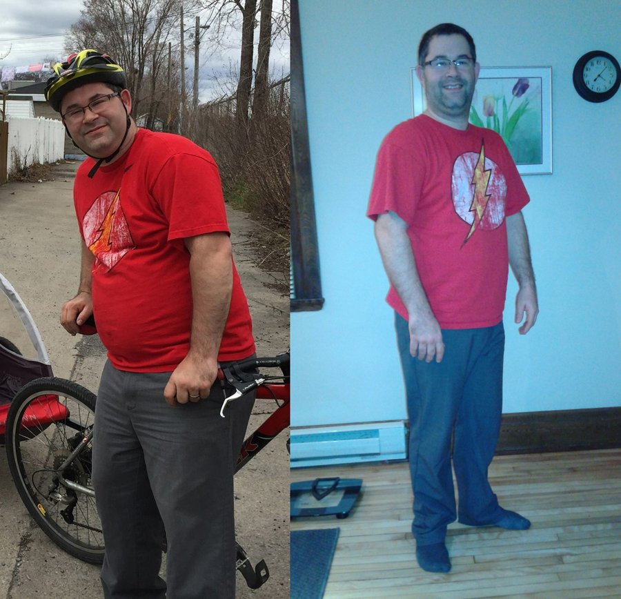 a pic of a before and after of Richard who followed his bodytypology plan and overcame all of his weight gain causes